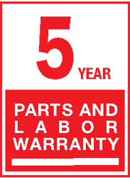 5 -Year Parts and Labor Warranty