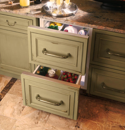 Full-extension slide-out refrigerated drawers