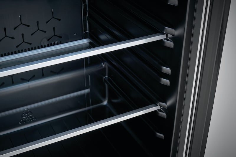 Sleekly Designed Stainless Steel Door with Tinted Glass Window and Adjustable Glass Shelving