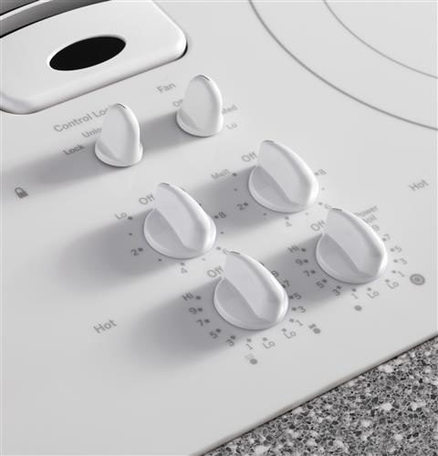 Knob controls with true-white glass surface