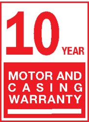 10-Year Motor and Casing Warranty