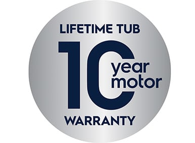 10-Year Motor & Lifetime Tub Warranty