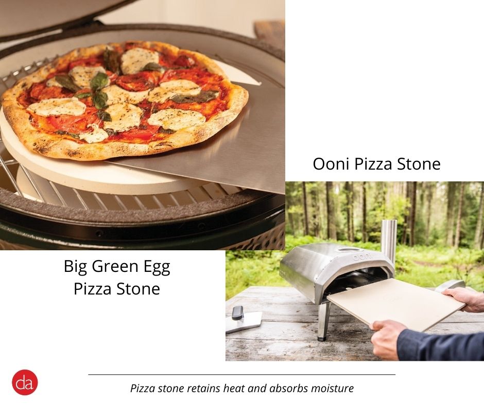 pizza stone retains heat and absorbs moisture