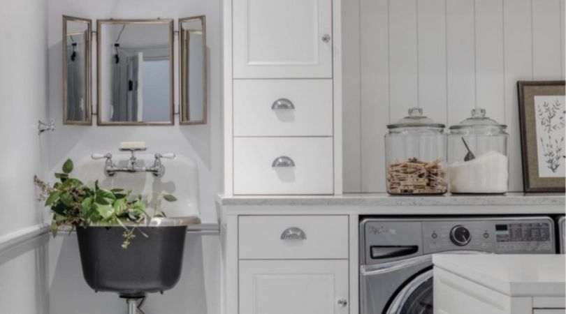 Mason Jars in Laundry Room