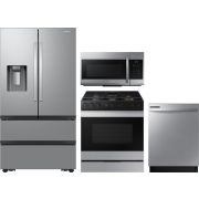 Samsung 4 Piece Appliance Package with RF26CG7400SR Refrigerator, NSG6DG8700SR Gas Range, DW80CG4021SR Dishwasher & ME17R7021ES Microwave