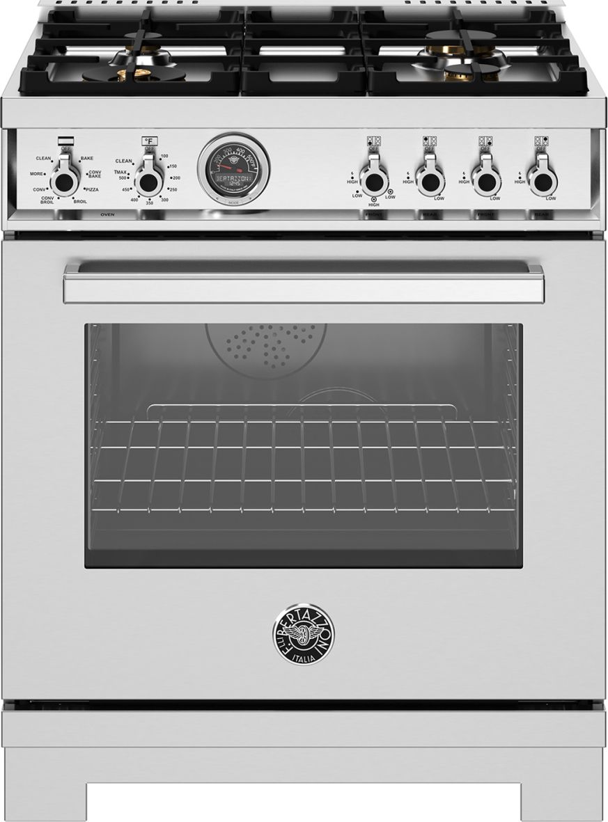 Bertazzoni PRO304BFEPXT Professional 30in Range Dual Fuel Self Clean SS