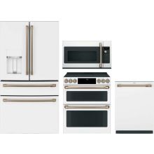 Cafe 4 Piece Appliance Package with CVE28DP4NW2 Refrigerator, CES750P4MW2 Electric Range, CDT858P4VW2 Dishwasher & CVM517P4RW2 Microwave