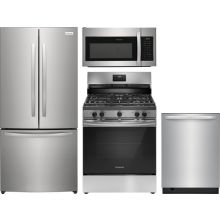 Frigidaire 4 Piece Appliance Package with FRFG1723AV Refrigerator, FCRG3052BS Gas Range, FDSH4501AS Dishwasher & FMOS1846BS Microwave
