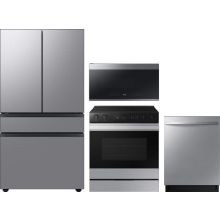 Samsung 4 Piece Appliance Package with RF23BB8600QL Refrigerator, NSE6DG8700SR Electric Range, DW80CG4051SR Dishwasher & ME21DG6500SR Microwave