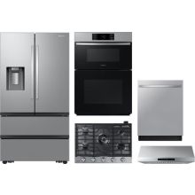 Samsung 5 Piece Appliance Package with RF31CG7400SR Refrigerator, NA30N6555TS Cooktop, NK30N7000US Hood, NQ70CG700DSR Wall Oven & DW80B7071US Dishwasher